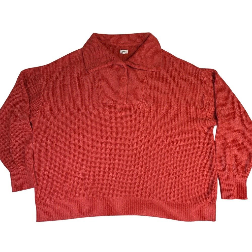 Aerie CozyUp Waffle‎ Button Sweater Women's Size XXL Red Long Sleeve Relaxed Fit